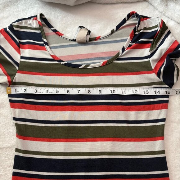 Striped Short Sleeve Maxi Dress By TMG New York Multicolor Size S - Picture 7 of 7